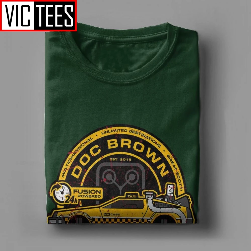 Hombres T Camisetas De Doc Brown Taxis Regreso Al Futuro Camisetas Graciosas Camisetas De Manga Corta De La Camiseta Tops Purificada De Algodón De Alta Calidad 0