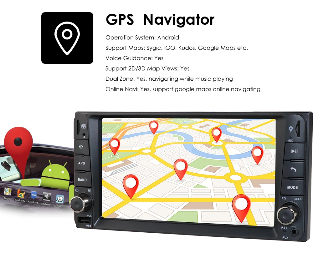 2DIN Android 9 de GPS del Coche Reproductor de Toyota Universal RAV4 2004-2008 COROLLA Yaris Camry 2006 VIO HILUX Terios Land Cruiser Tundra 0