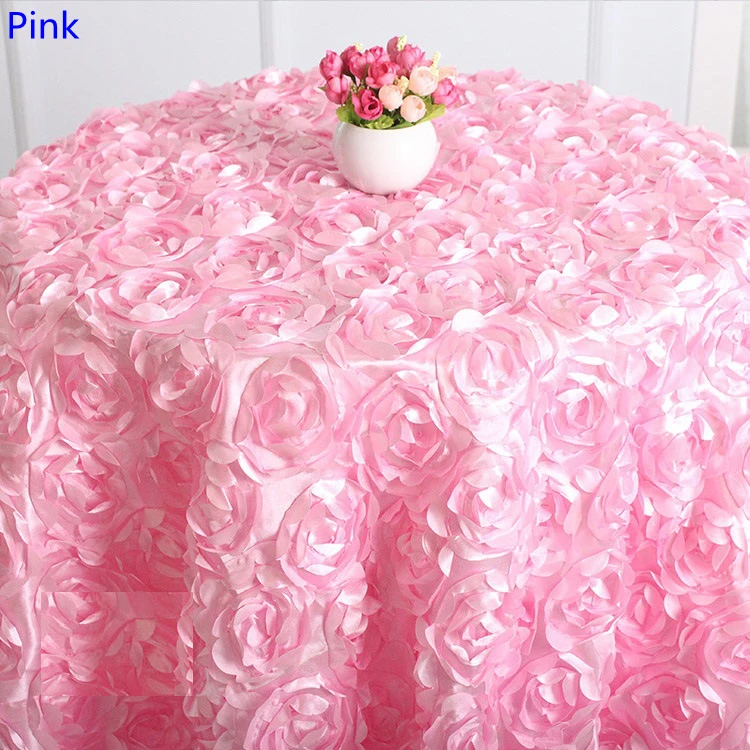 El Color rosado de la Boda de mantel Bordado Roseta de la Flor 3D de la Cubierta de la Mesa del Banquete Partido de ida de las Tablas de Decoración En Venta 0