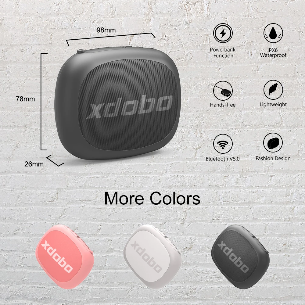 XDOBO Mini Inalámbrico al aire libre BT5.0 Altavoces Bluetooth Multifunción Portátil de Energía Móvil Impermeable Subwoofer Bass 8h Queen1996 0
