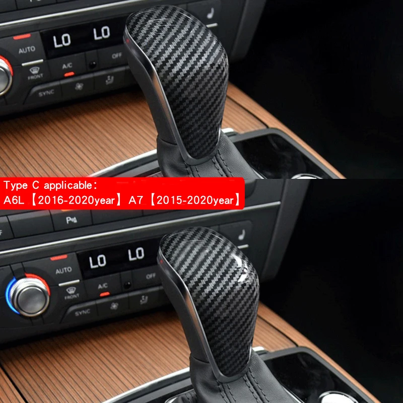 Adecuado para Audi A6L A4L Q7 Q5LA5A3 imitación de fibra de carbono de engranajes cubierta de la manija cubierta de engranajes engranaje de la cabeza de modificación de pegatinas 0