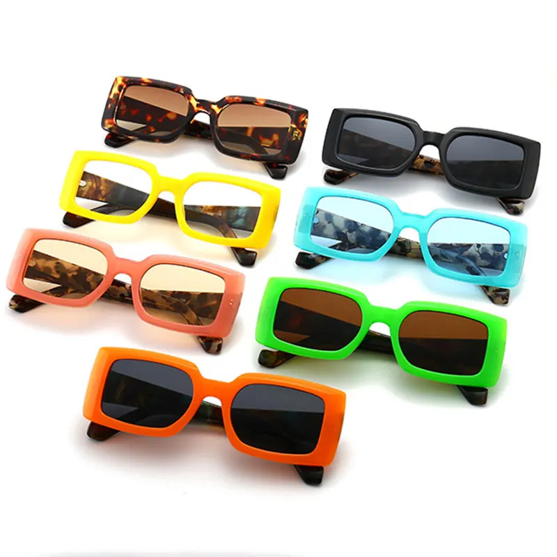 2020 Clásico Cuadrado Rectángulo Gafas de Sol de Marca de Lujo de Viajar Coloridas Gafas de sol de las Mujeres de los Hombres de la Vendimia Retro UV400 Gafas de Lentes 0