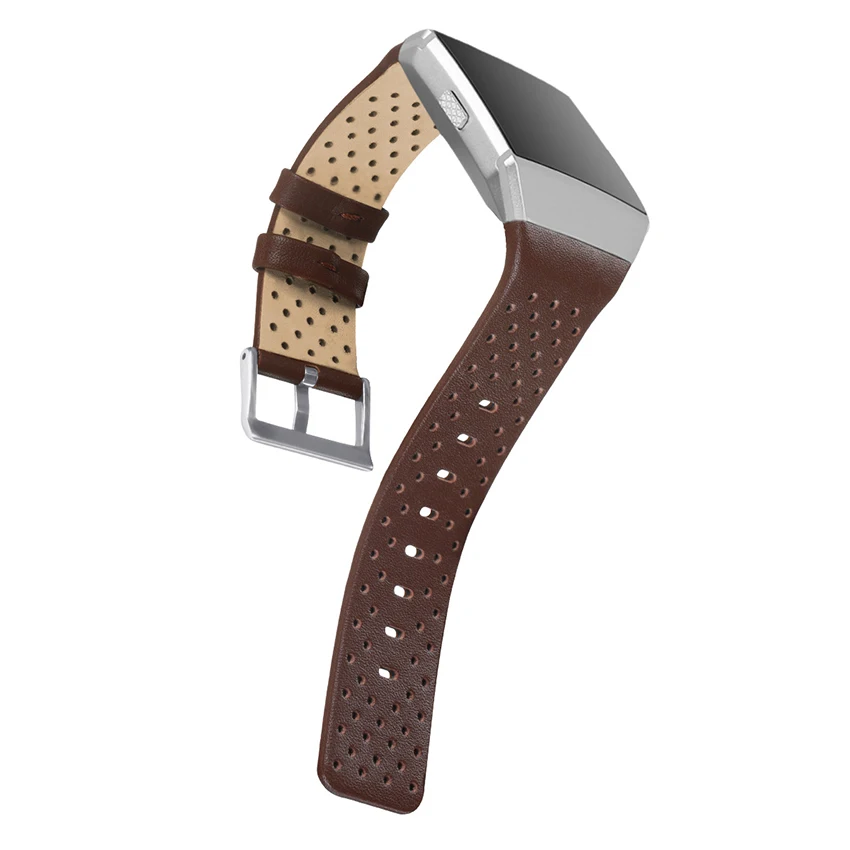 Transpirable Correa Para Fitbit Iónica Reloj Inteligente de Cuero Perforado de Sustitución de Instalación Rápida de Accesorios deportivos 230mm 0
