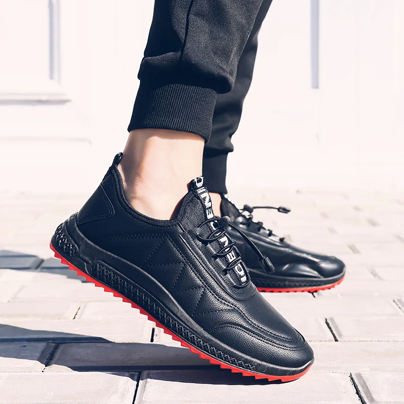Los Hombres Zapatos Impermeables Cómodo Cálido De Cuero Zapatos De Deporte Para Los Hombres De Caminar Al Aire Libre Ligero De Zapatillas De Deporte Negro Tamaño 39-44 0