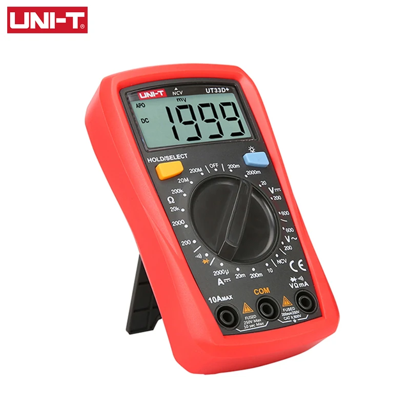 UNIDAD UT33D+ Tamaño de la Palma LCD Auto Multímetros Digitales Resistencia Mini DMM Medidor de la velocidad de conducción nerviosa Tensión de capacidad Actual Probador 0