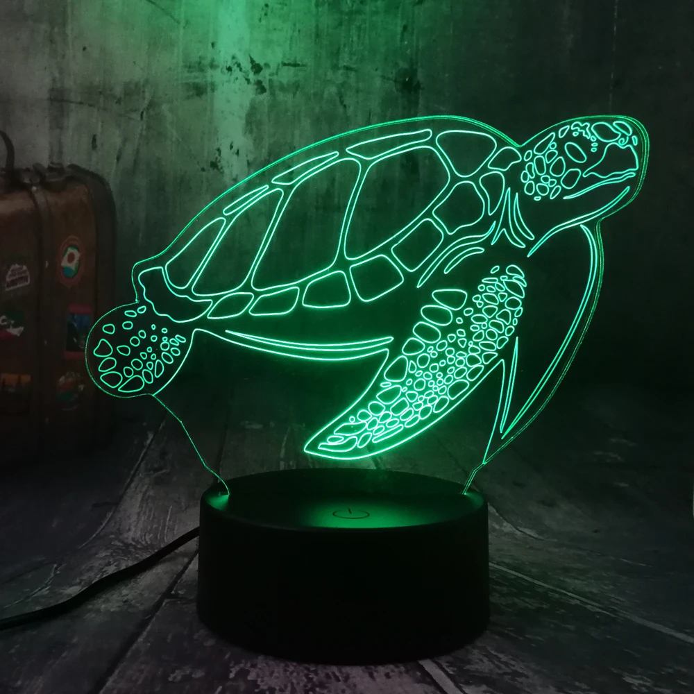 Océano de la Natación de los Animales Tortuga Chelonia mydas Tortugas Marinas 3D Luz de Noche LED Lámpara de Escritorio del Partido de la Decoración del Hogar, Chico de Juguete de Navidad de la Lámpara 0