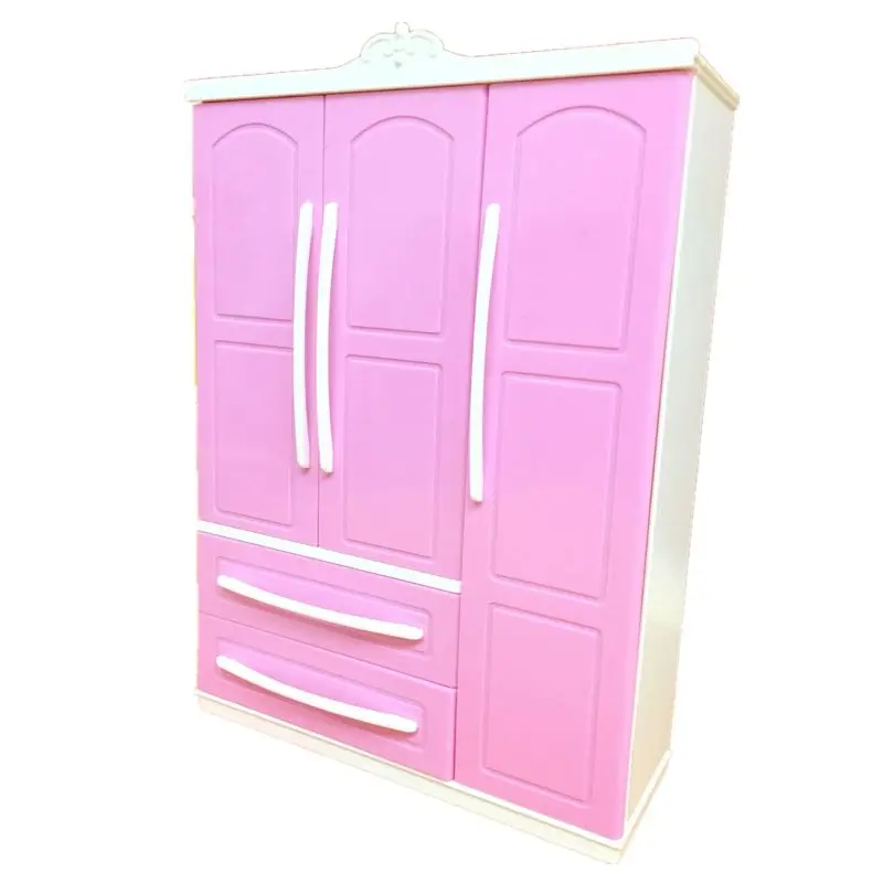 Tres puertas de color Rosa Moderno Armario set de juegos de Barbi Muebles Puede Poner Zapatos R9JD 0