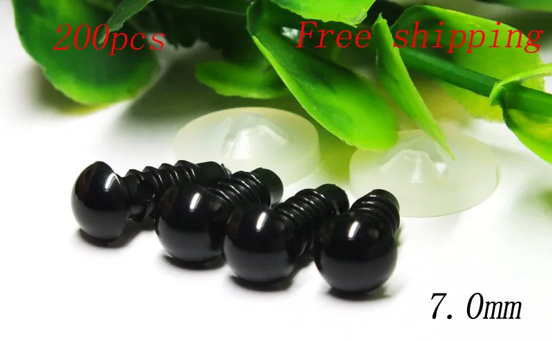 Envío libre!!! 7mm negro de seguridad de plástico de juguete de los ojos de oso de juguete+arandelas 200pcs(100pairs) 0
