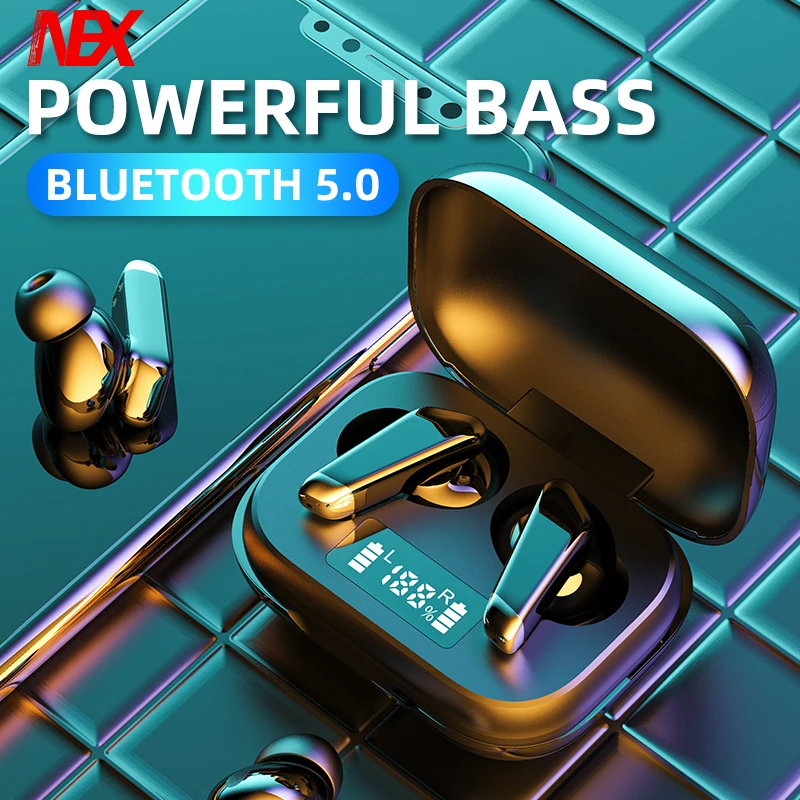 Mini Bluetooth 5.0 de Auriculares inalámbricos de 9D estéreo estéreo de deportes de agua ipx7 reducción de ruido de la música con los auriculares con micrófono. 0