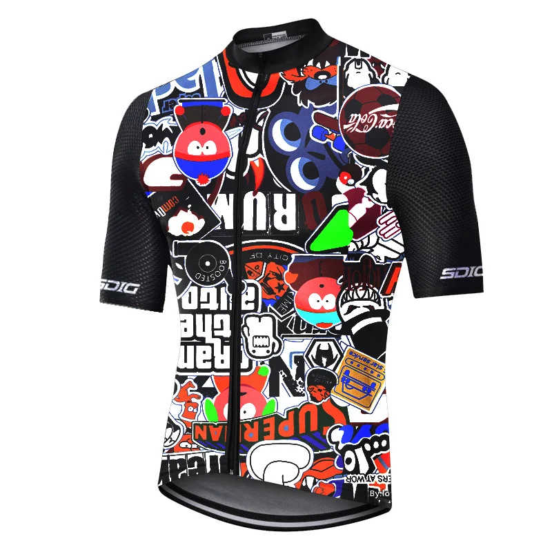 SDIG de Calidad Superior negro de Calidad Superior manga Corta de jersey de ciclismo team pro aero de corte con el más reciente proceso Transparente de la carretera mtb 0