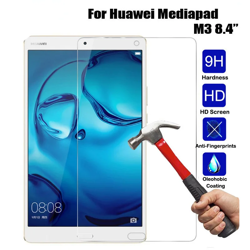 Anti-Shatter Transparente Real de Cristal Templado Para Huawei Mediapad M3 de 8,4 Pulgadas Tablet Protector de Pantalla de la Película Protectora de Vidrio 9H 0