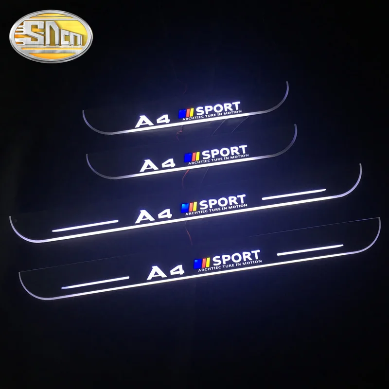 SNCN Recorte del Pedal del Coche LED de Luz de Umbral de la Puerta de desgaste de la Placa de la Vía de la Dinámica de la Serpentina de la Recepción de la Lámpara Para Audi A4 B6 B7 B8 B9 0