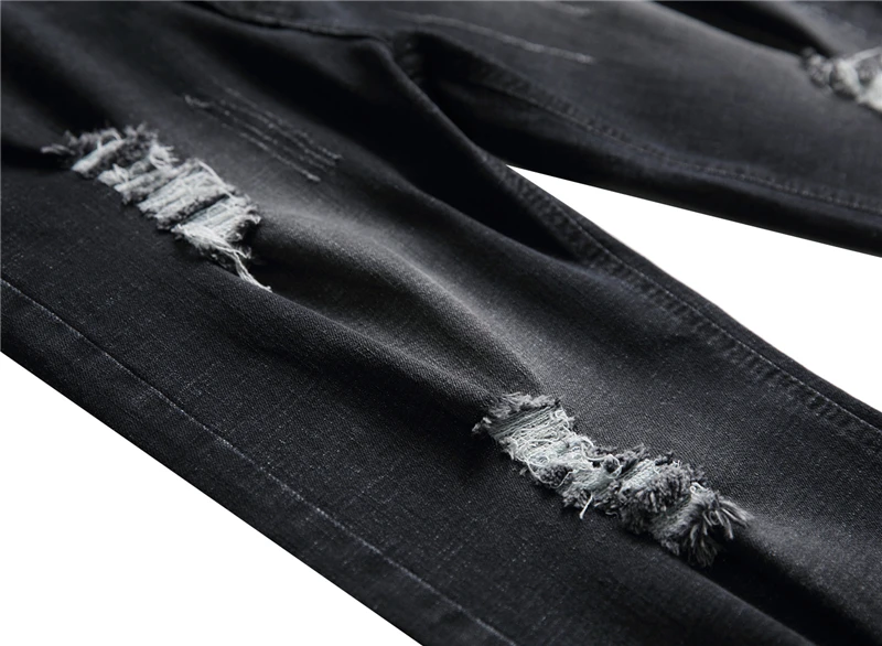 QUANBO Marca Clothign Mens Jeans Negros Corto Verano de 2019 Nuevo Tramo Arrancó Bordes Cortos para Hombre de la Moda Punk Cortos Pantalones 42 0