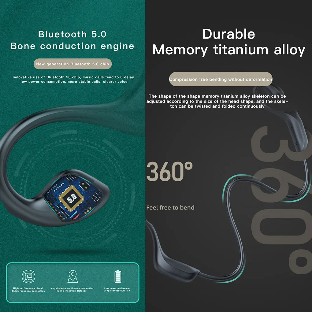 TWS de Conducción Ósea Inalámbrica Bluetooth 5.0 Auricular Adecuado Para Xiaomi Huawei Apple de los Deportes de la prenda Impermeable del Auricular Con Micrófono 0
