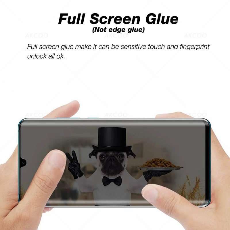 Akcoo P30 Pro de Privacidad Protector de pantalla para Huawei P30 pro de vidrio templado anti-espía de película de rayos UV Lleno de pegamento de vidrio con un toque delicado 0