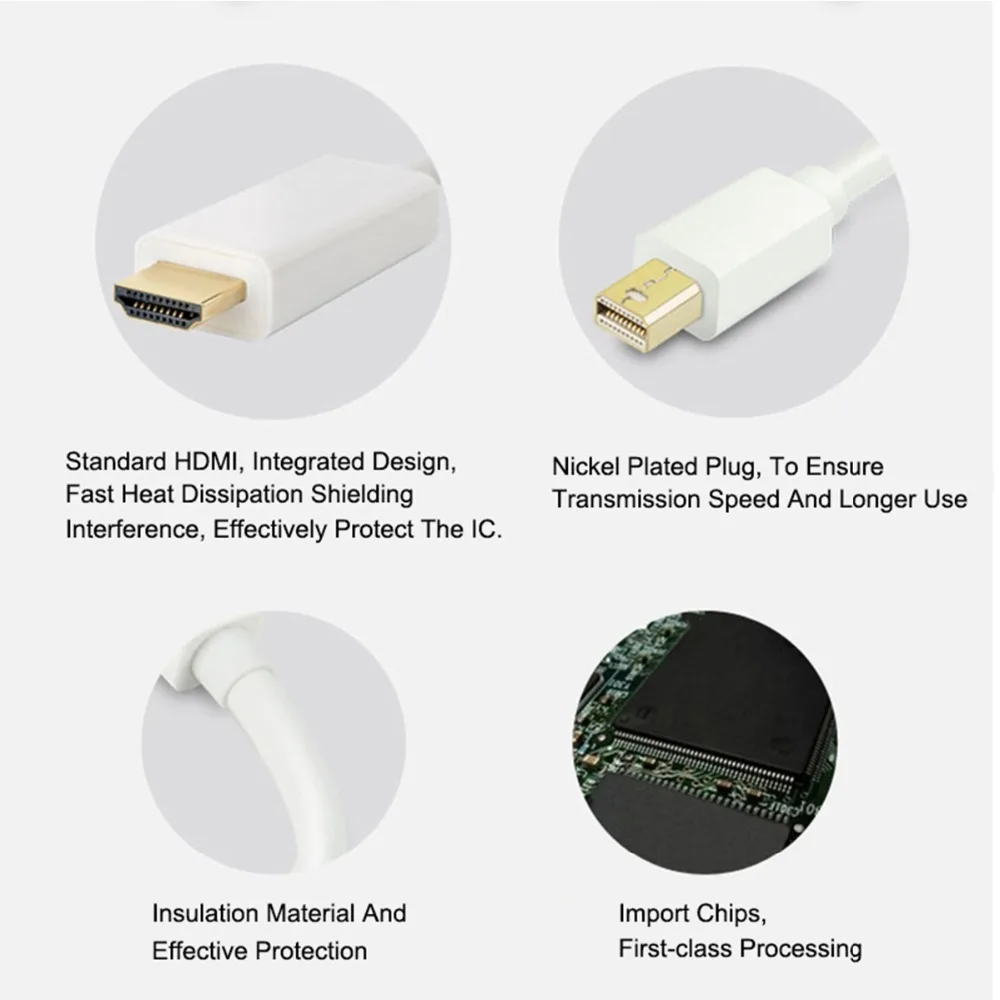 SOONHUA Mini Display Port a HDMI Cable Thunderbolt a HDMI Convertidor Mini DP a HDMI Cable Adaptador de 4K a 1080P Para MacBook Pro 0