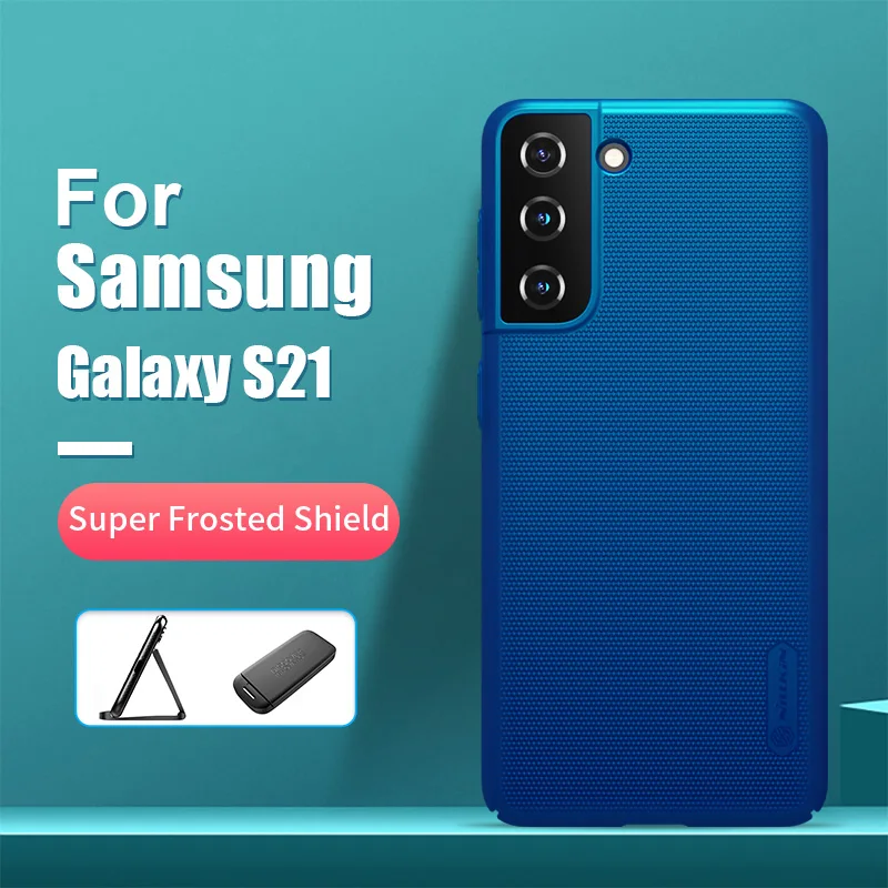 Para Samsung Galaxy S21 caso NILLKIN Frosted PC Mate duro de la cubierta trasera de Regalo soporte para Samsung Galaxy S21 además de Teléfono de los Casos a las 12.15 0