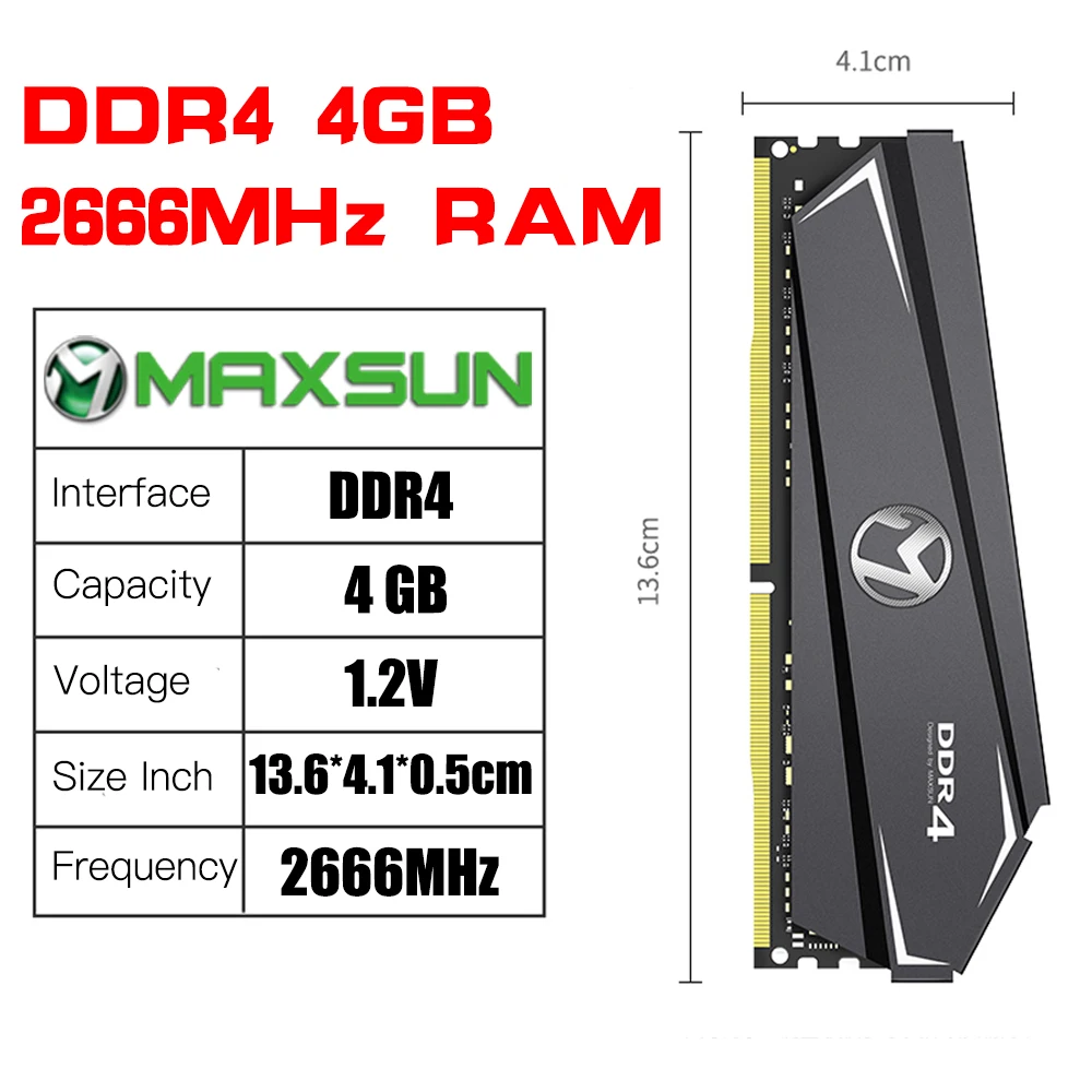 MAXSUN Ram DDR4 de 4GB 8GB 16GB de Memoria 2666MHz Garantía de por Vida de una Sola Memoria Rams DDR4 1.2 V 288Pin Interfaz de Escritorio Tipo de dimm 0