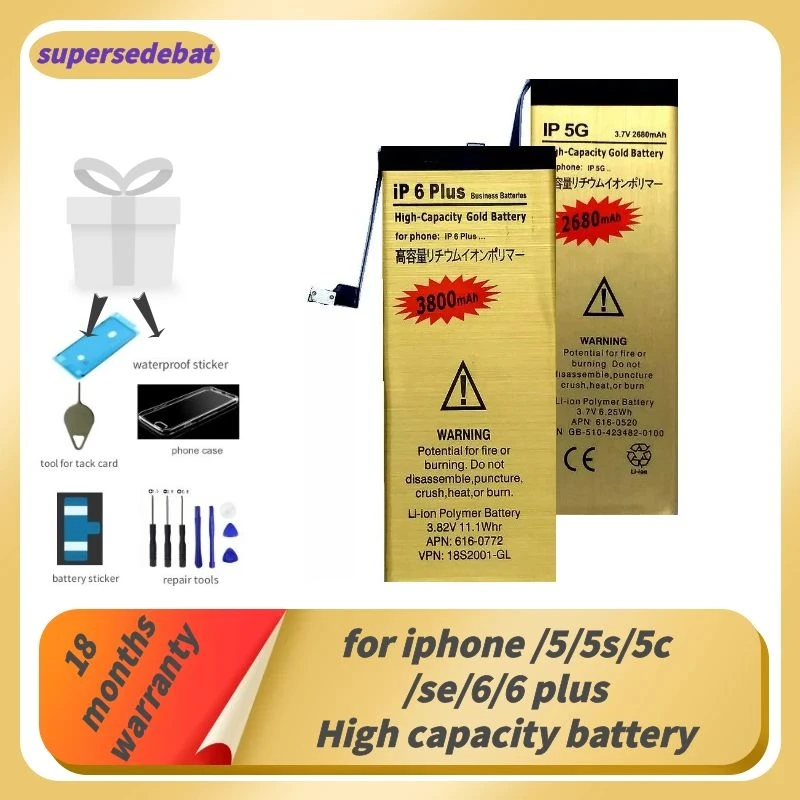 Supersedeba para el Iphone 5 Batería 0 Ciclo de Bateria para Iphone 6 para el Iphone 5 5s 5c Se 6, 6 Plus Batterie de Teléfono de las Herramientas de Reparación de la Batería 0