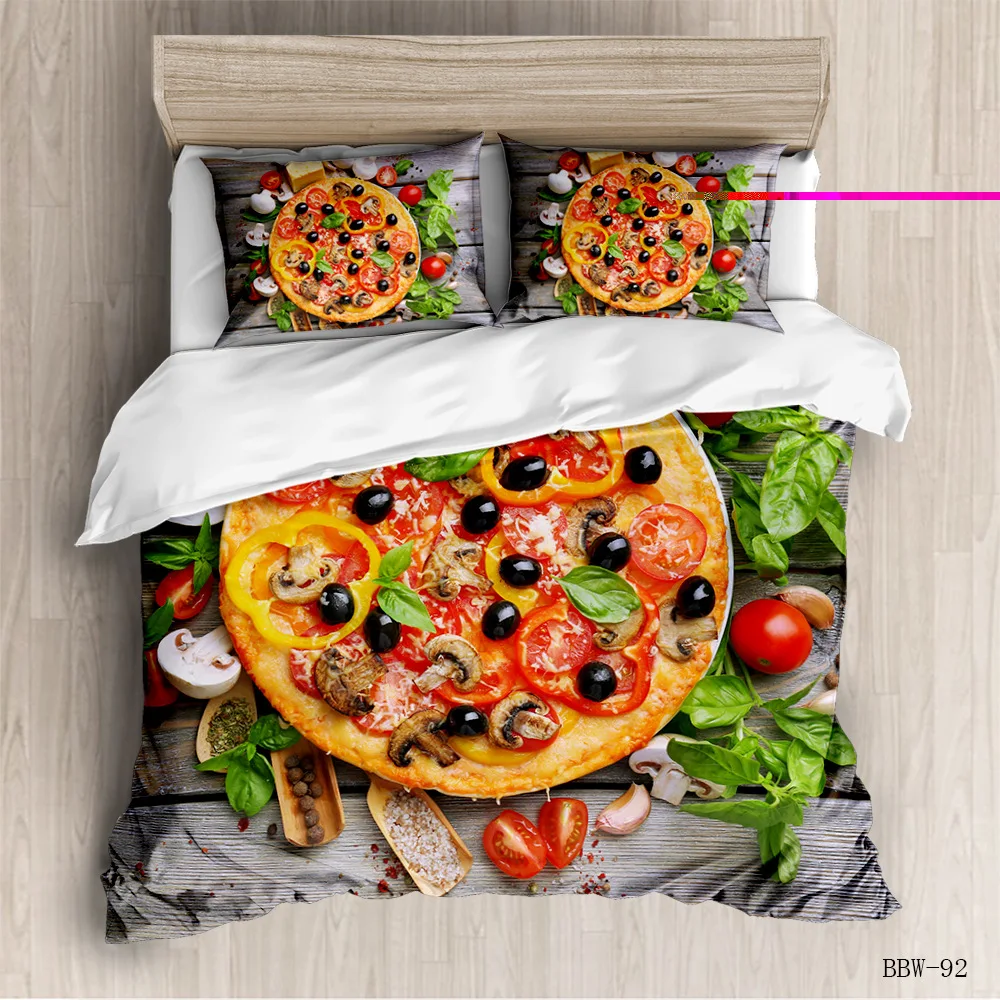 3D de Alimentos de ropa Sandwich Pizza de Salchicha Cubierta de Edredón Para Adultos Divertido Cama Conjunto de Ropa de Cama Edredón de Textiles para el Hogar juego de Cama de Lujo 0