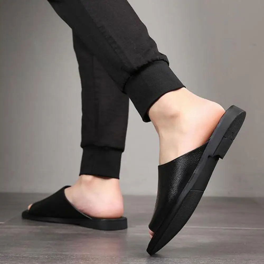 Nuevos Hombres De La Moda De Zapatillas Fuera De Cuero Real De Spandex Zapatos Masculinos Suave, Fácil Para Que Coincida Con Cool A La Moda De Los Hombres Zapatos De Verano Dropshipping 0