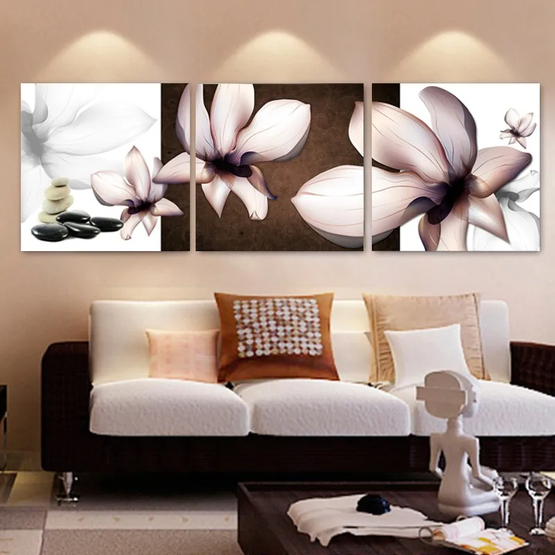 3 piezas de arte de la flor de piedra la imagen de la lona pintura al óleo cartel de salón modular de la pintura en la pared de impresión del hogar decoracion 0