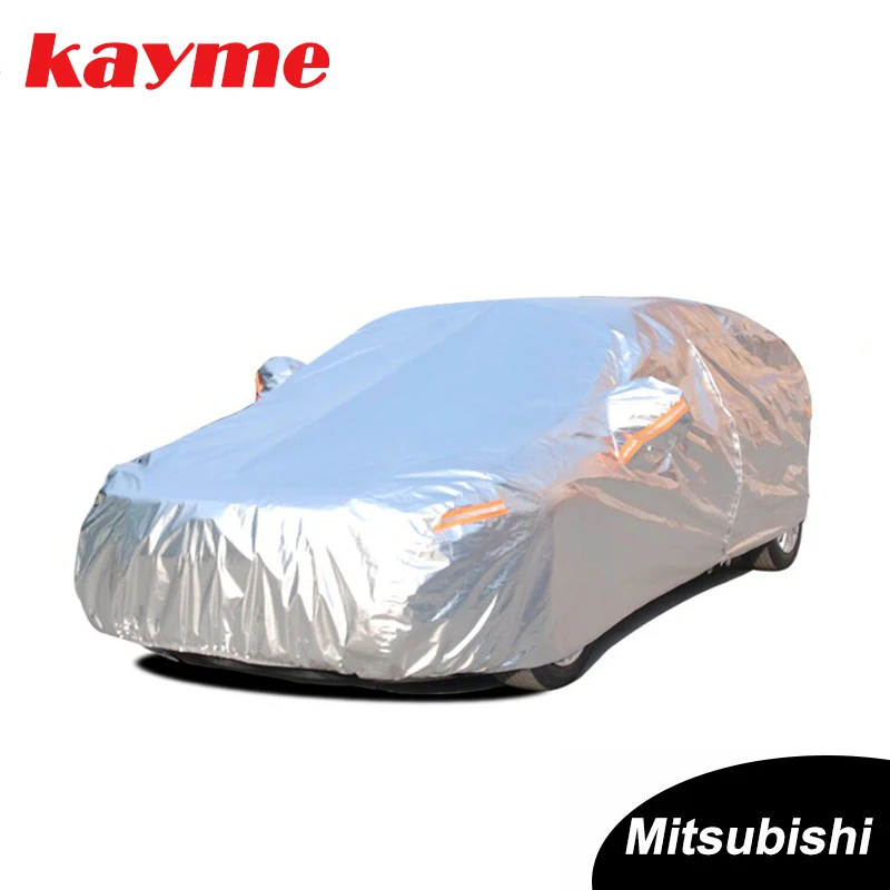 Kayme de aluminio de la prenda Impermeable del coche cubre super sol de protección de polvo, Lluvia cubierta del coche lleno universal auto suv de protección para Mitsubishi 0