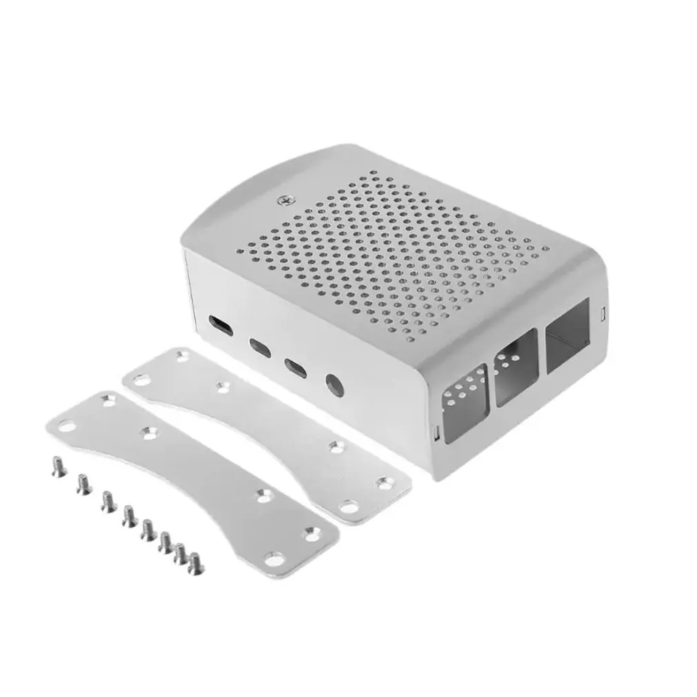 La vivienda de la Aleación de Aluminio Caso de Doble Placa de Montaje de la carcasa Protectora de Metal Gabinete de ajuste para Raspberry Pi 4 Modelo B 0