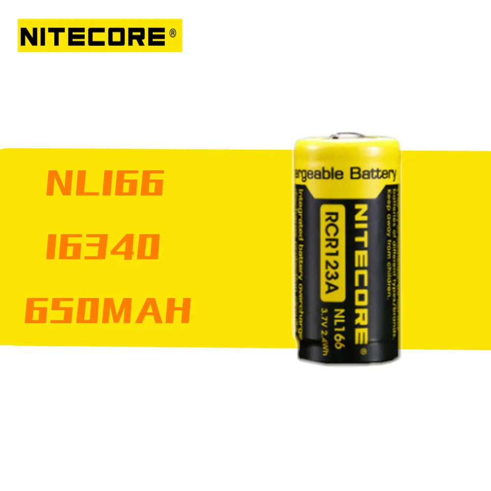 1 Pcs Original Nitecore NL166 RCR123 3.7 V 650mAh de 2,4 WH batería Recargable de Li-on de la Batería con protección por Alta de Drenaje de Dispositivos 0