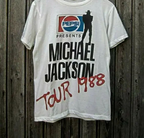 VTG - Camiseta de 1988' 80 Michael Jackson Bad Tour Americano de tamaño super reimpresión O-Cuello Oversize Estilo de Camisetas de Estilos 0