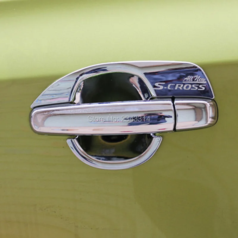 Para 2016 Suzuki SX4 S-Cross S de la Cruz ABS Cromo de la Manija de la Puerta Cubierta del Lado de la Manija de la Puerta Bowl Protector de Recorte de los Accesorios del Coche 0