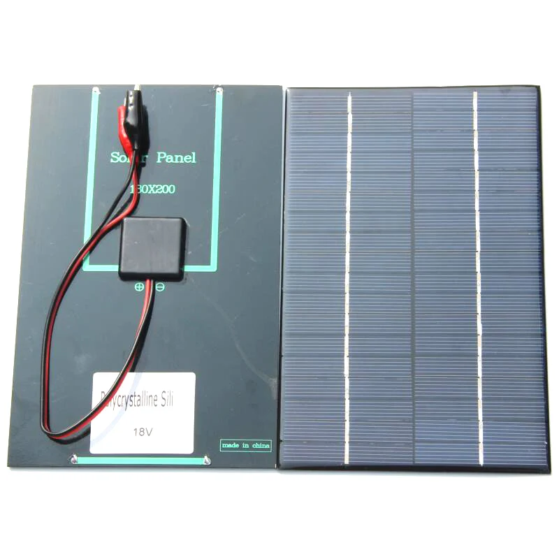 La célula Solar 4.2 W 18V de Células Solares Policristalinas de Panel Solar+pinza Cocodrilo Para la Carga de Batería de 12V 200x130x3MM 0