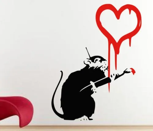 Banksy graffiti de Amor Rata etiqueta Engomada de la Pared. Etiquetas Engomadas De La Pared Para Kdis Habitaciones , Calcomanías La Pared De Vinilo Pegatinas De Decoración Para El Hogar 0