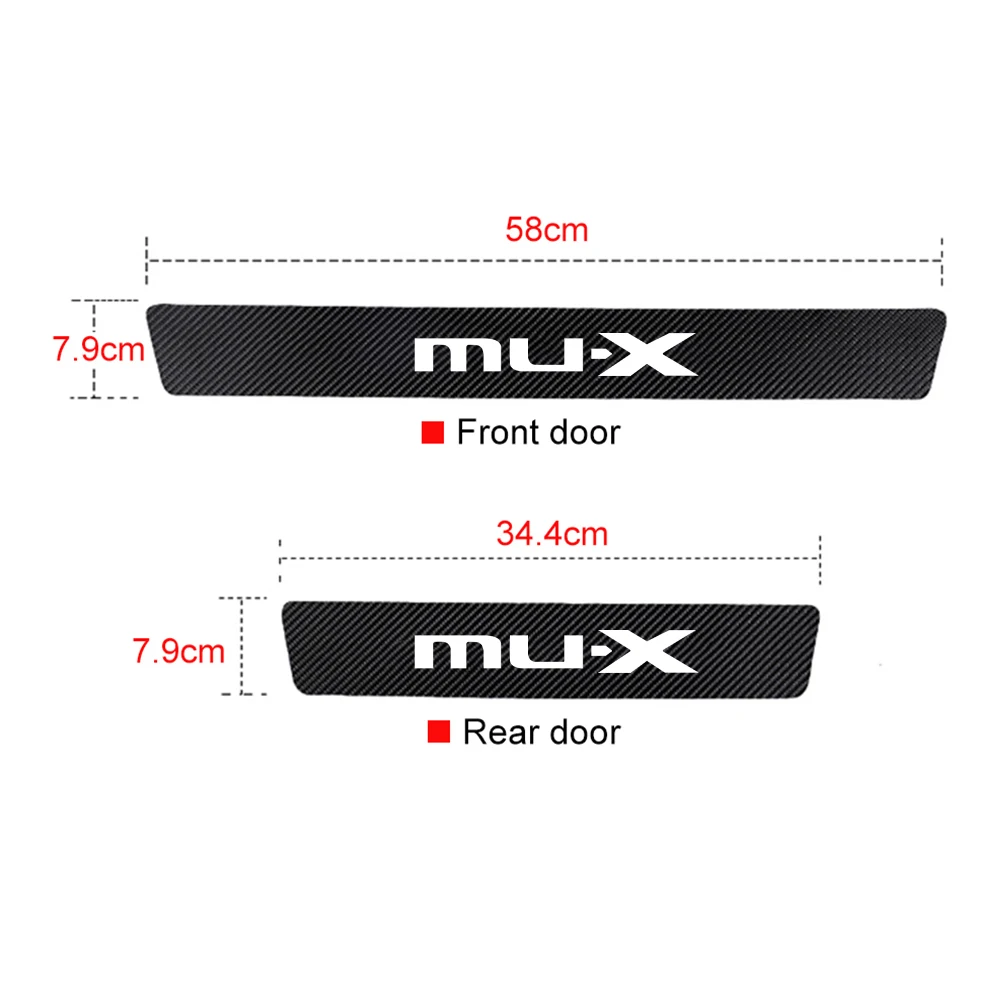 Para Isuzu Nuevo Isuzu D-MAX Dmax MU-X Mux D max 4pcs de Cuero de la PU de Fibra de Carbono Coche Umbral de la Puerta Protector de Pegatinas de Accesorios de Automóviles 0
