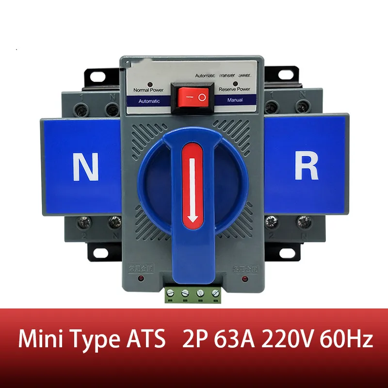 Para el ruso 2P 63A 230V MCB Doble de Potencia interruptor de transferencia Automática ATS tensión Nominal 220V /380V frecuencia Nominal 50/60Hz 0