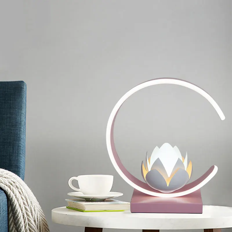 Moderna Lámpara de Mesa LED Creativo Lotus Lámpara de la Decoración del Hogar de Escritorio LED de Luz para el Dormitorio Decorativas LED Lámpara de la Mesita de Luz 0