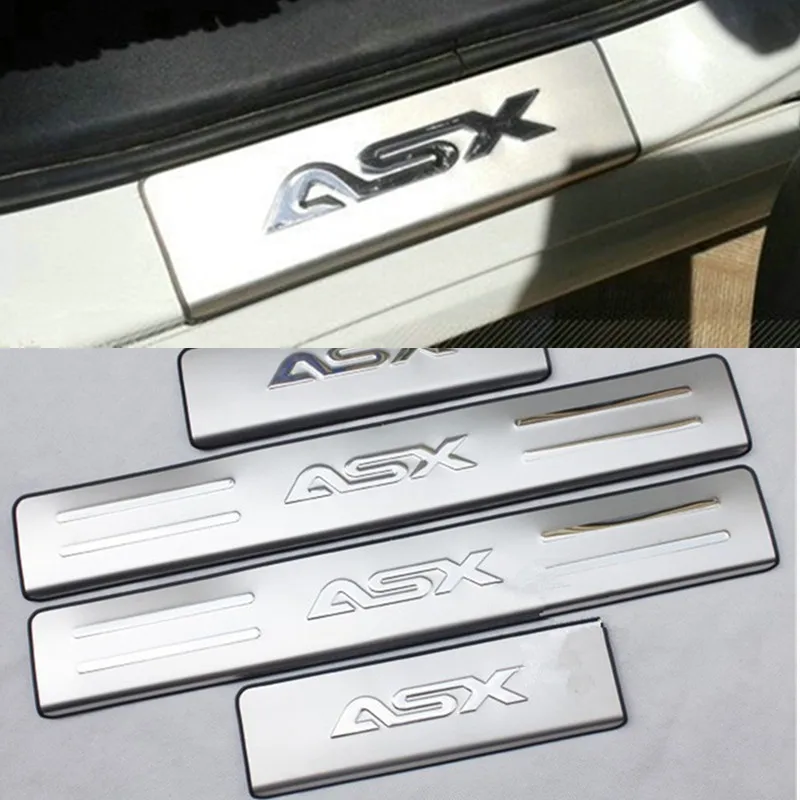 Para Mitsubishi ASX 2011-2019 de Acero Inoxidable de desgaste de la Placa de Alféizar de la Puerta de Bienvenida Coche de Pedales-Estilo Accesorios 4pcs Car styling 0
