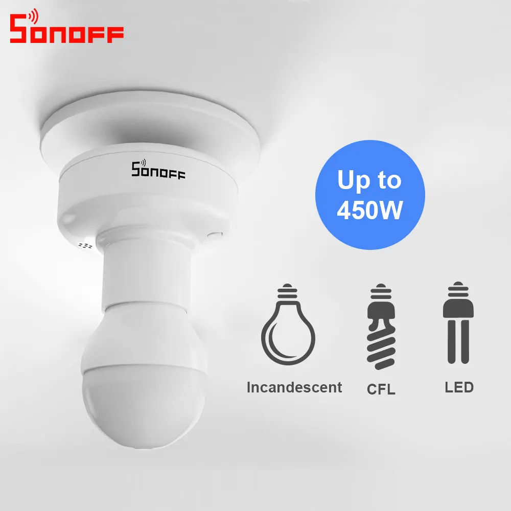 Itead Sonoff Slampher RF 433MHz Smart WiFi Titular de la Luz E27 portalámparas Interruptor Interruptor Wifi para el Hogar Inteligente Funciona con Alexa 0