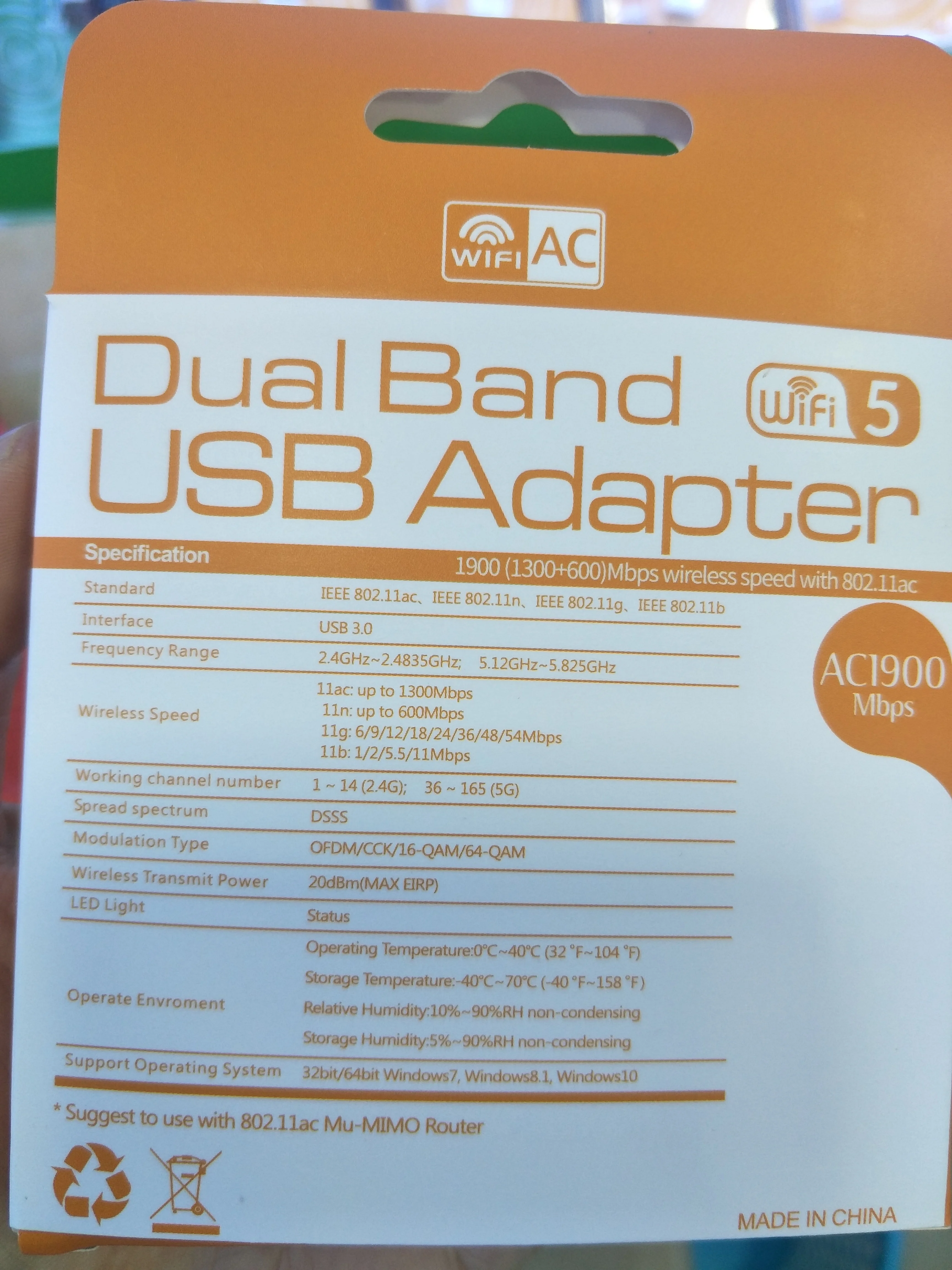 802.11 ac 1900Mbps Doble Banda de 2,4/5 ghz Wi-Fi Adaptador USB AC1900 0
