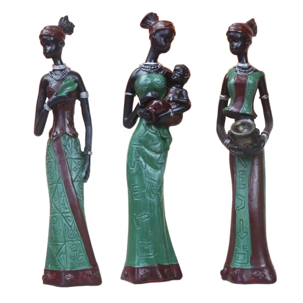 La Resina De La Parte Superior De La Mesa De África Figura Escultura Brillante Color Teñido En Pieza Central, La Casa Decorativos 0