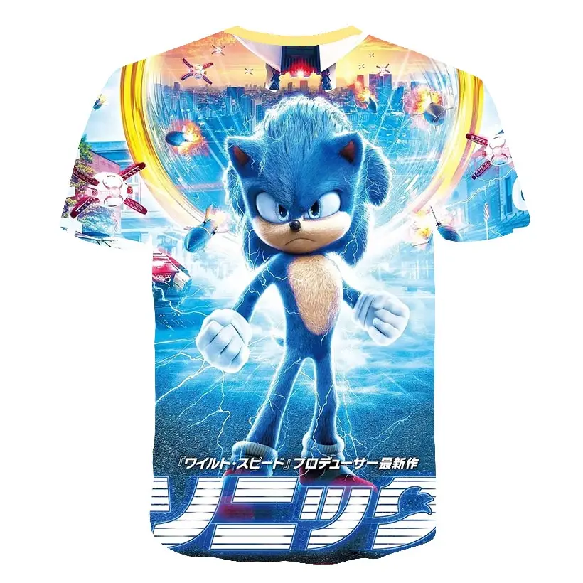 La Impresión en 3D de dibujos animados de Anime de Sonic the Hedgehog para Niños T-shirt 2020 Diversión de Verano Lindo T-shirt Niños y Niñas de O-Cuello Casual Tops 0