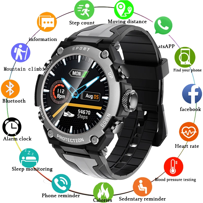 LIGE Reloj Inteligente de los Hombres de Música Bluetooth Monitor de Ritmo Cardíaco de la Actividad de Seguimiento de la Aptitud Reloj al aire libre del Deporte de la prenda Impermeable IP68 Smartwatch 0