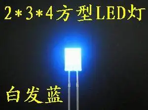 02-68 1Kpcs/lote= 1000pcs/LOT 2X3X4 del cuadrado LED de la Niebla Azul de diodos emisores de luz (Niebla) 0
