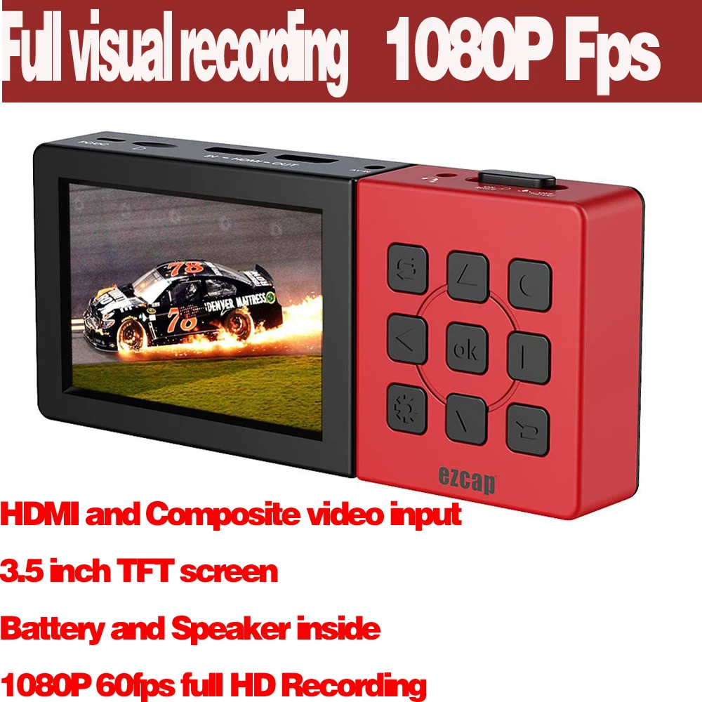 Nueva Ezcap 273 HD de Captura de Vídeo de 1080P TFT de 3,5 Pulgadas, Construido En la Batería y el Altavoz 1080P 60 fps full HD de Grabación 0