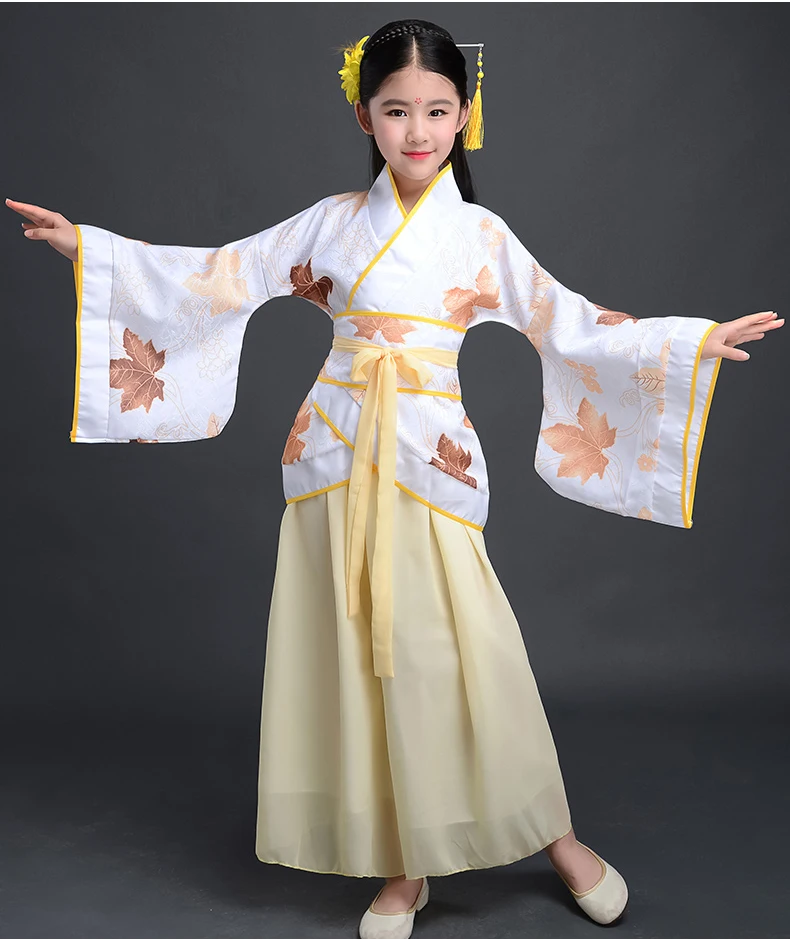 Chino Tradicional de Vestir para Niños Blanco Verde Amarillo Lavanda Hijos Adultos Chino Vestido de Chica Tang Ming Hanfu Cosplay 0