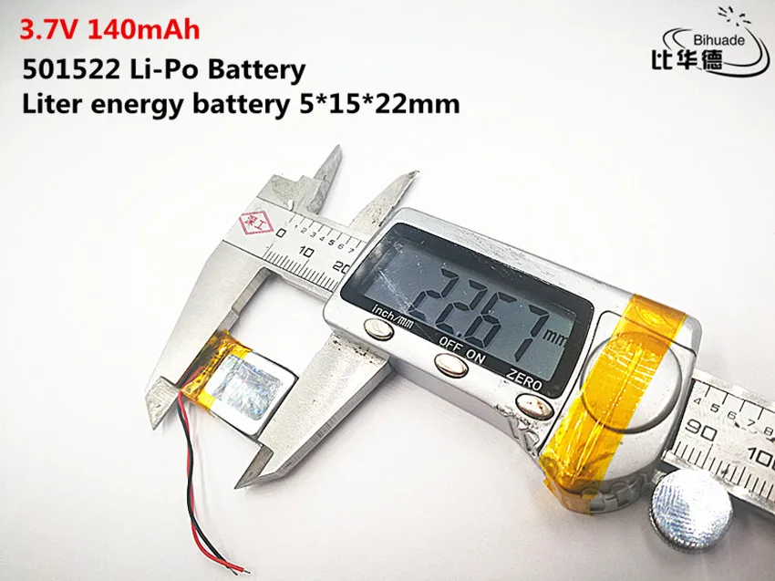 Litro de energía de la batería de Buen Qulity 3.7 V 140mAH,501522 de Polímero de litio ion / Li-ion de la batería de JUGUETE,BANCO de POTENCIA,GPS,mp3,mp4 0
