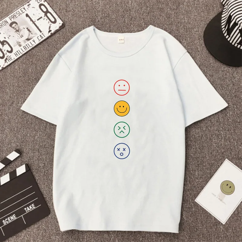Más el Tamaño de S-5XL T-Shirt Nuevo Bloque de Impresión de la Camiseta de las Mujeres Camisas de Algodón O de Cuello de Manga Corta Camisetas Camisetas Divertidas Camiseta Casual 0