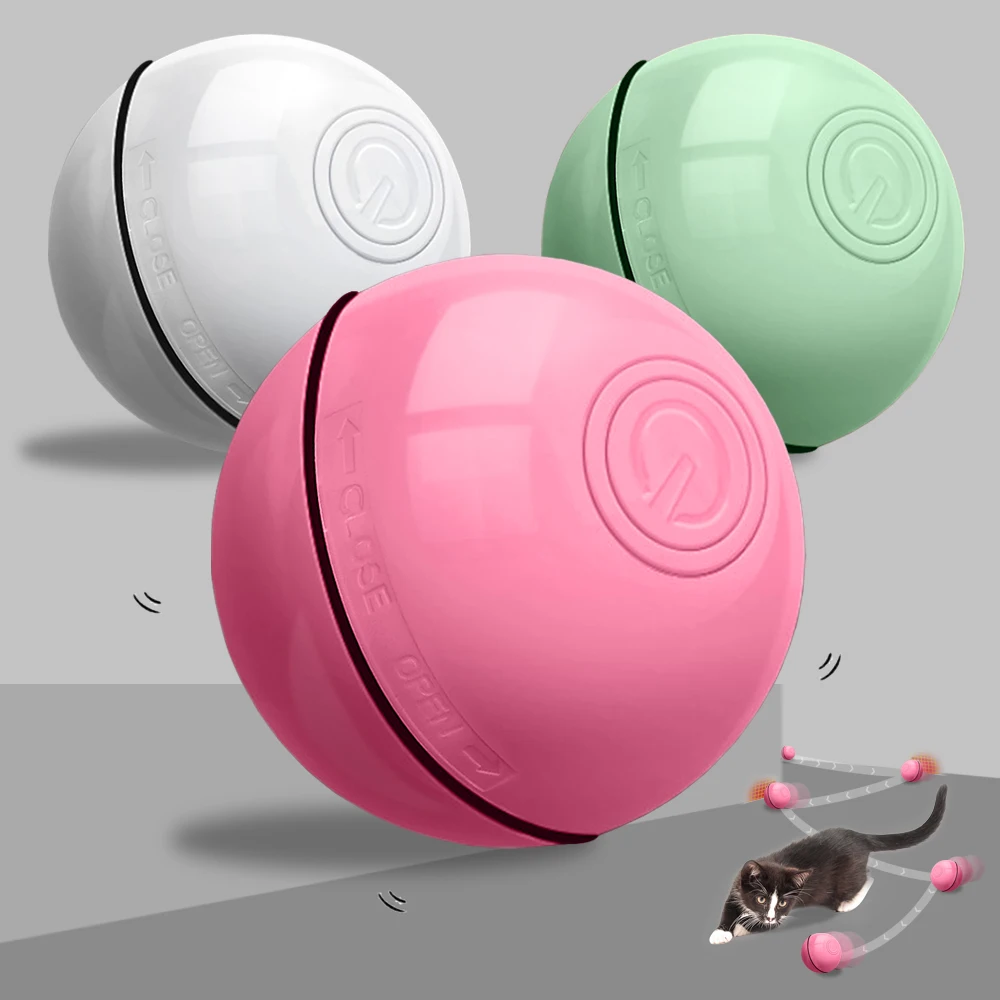 Interactiva Smart Gato de Juguete Recargable USB Led de Luz de 360 Grados de la Auto Rotación de la Bola de Mascotas Juguetes Jugando Blanco de la Mascota de la Bola para el Gato 0