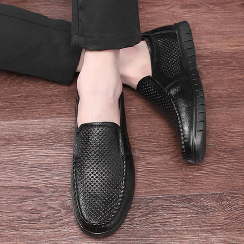 2020 hombres de la moda de los zapatos casuales de cuero genuino de la vaca mocasines masculinos transpirable verano resbalón en el zapato de hombre, pisos de conducción de zapatos para hombres 0