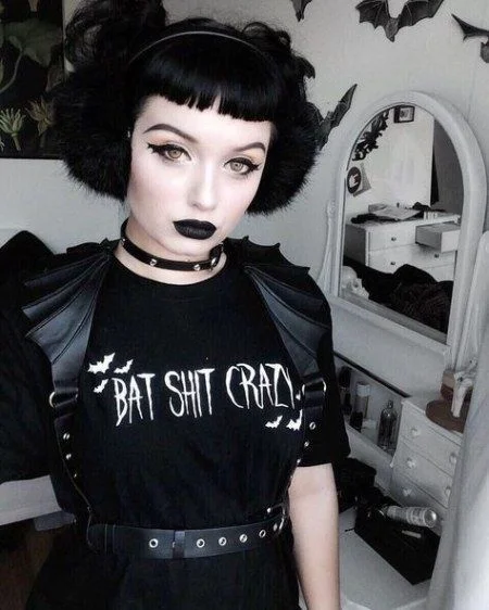 Sunfiz YF Bat Sh*t Carzy Gótico T-shirt Gráfico de la Moda Grunge Unisex Hipster Mujeres Gracioso Tumblr Halloween Camiseta de la parte Superior de la Camiseta de la 0